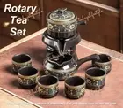 1 Set x Rotary Teapot & Teacups Set, Semi-Automatic Ceramic Tea Set With Box