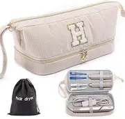 Initial Personalized Hair Dryer Case,Double-Layer Hair Tools Travel Carrying Case for Shark FlexStyle/SmoothStyle with Hair Dryer Bag - Hair Air Wrap Dryer Case Flat Curling Iron Travel Organizer