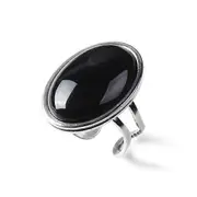 Natural Stone Ring for Women Vintage Silver Color Aventurine Stone Rings Big Cabochon Open Ring Adjustable Men Female Jewelry