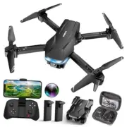 Drone with Camera 1080P HD FPV Foldable Drone for Beginners and Kids, Black