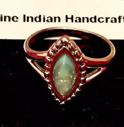 native american jewelry. Handcrafted Navajo. Rhodium Opal ring. Size 6-9