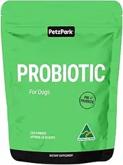 [Petz Park] Probiotic for Dogs Grain Free - Paw Licking Yeast Infection Gas Bloating Diarrhoea Constipation Relief - Soothes Allergies Promotes Oral Health - for All Ages Breeds & Sizes - 45 Scoops 76g
