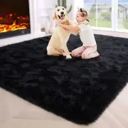 Fluffy Black Rugs for Bedroom,4x6 Shaggy Fuzzy Bedroom Rug Carpet,Soft Rug fo...