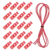 20 Pcs Double Hole Cord Locks with Elastic Cord, Rose