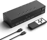 5-in-1 HDMI Converter with 4k@60Hz HDMI Switch & Infrared Remote Control - Ideal for Nintendo Switch/OLED/Xbox PS5/4/3 Blu-Ray Player Fire TV Stick Roku Apple TV Chromecast PC