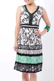 Mixed Leaf Printed Dress--ORI-61076