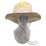 Unisex Aussie Souvenir Kangaroo Fishing Cap Sun UV Protection Slouch Hat Camping - Cream