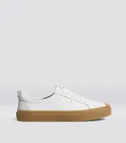 CARIUMA: Women's Gum Sole White Premium Leather Sneakers