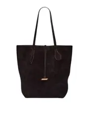 Liffner | Tall Sprout Tote in Black Suede | The UNDONE