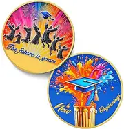 New Beginning Graduation Challenge Coin - Graduation Decorations 2025 Grad Party Coin - Class of 2025 Decor Chip Stuff - Graduation Lucky Charm Token Medal Gifts for Kids High School Kindergarten