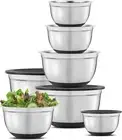 Stainless Steel Mixing Bowls with Airtight Lids, 7 Piece Nesting Bowls Set for K