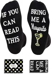 [sockfun] If You Can Read This Bring Me Bourbon Margarita Champagne Chocolate Bacon Taco Socks, Gifts for Drink Food Lovers