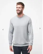 Travis Mathew- Amenities Crew Neck- Heather Light Grey- Size Small