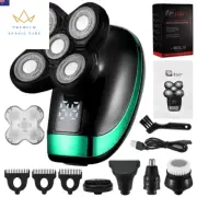 5 in 1 4D Men'S Rechargeable Bald Head Electric Shaver 5 Floating Heads Beard No