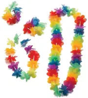 Forum Hawaiian Luau Flower Lei O/S 4pc Fabric Lei Set, Rainbow