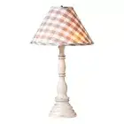 Davenport Table Lamp in Rustic White - Gray Check Shade - Irvin's Tinware