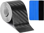Carbon Fiber Wrap, Car Vinyl Wrap, Carbon Fiber Tape with Vinyl Scraper Tool, Car Door Guard Sill Protector Universal Door Sill Guard Car Door Trim Edge Guard Protection Film (10m X 0.5cm)