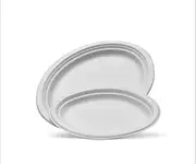 Disposable Oval Paper Plates Heavy Duty Dinner Size [12.5"x10" - 25 Pack] Natural Compostable & Biodegradable | Recyclable