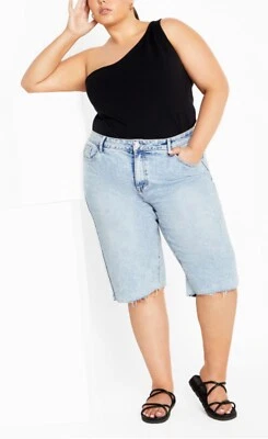 CITY CHIC Karla Jort Blue Wash Jean Shorts Plus Size Medium/18 NWT [RRP $99.95]