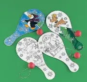 One Dozen Color Your Own Paddle Ball Games Christmas Party Favors