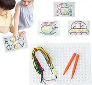 Velaire Stitch Board, Velaire Yarn Stitch Board, Stitch Board for Kids Thread, Stitch Board for Kids, DIY Children's String Weaving Drawing Board, String Art Kit with Colored Ropes (1pc)