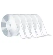 5 packs - 16ft Reusable Heavy Duty Double-Sided Transparent Nano Tape, NEW