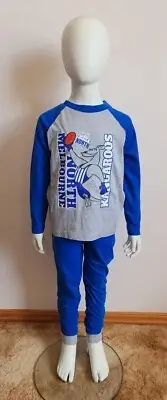 North Melbourne Kangaroos AFL AFNMK535 Boys Raglan Long Sleeve Pyjama Set Size 4