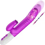 YuAiBaoBei G-Spot Rabbit Vibrator Vibrating Dildo - Rechargeable Adult Sex Toys with 2 Tongues for Clitoris Stimulation, Personal Bullet Vibrator Clit Stimulator Quiet Dual Motor for Women 7 Vibrations Modes