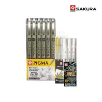 在飛比找momo購物網優惠-【SAKURA 櫻花】筆格邁黑色代針筆6入+高光筆3入(禪繞