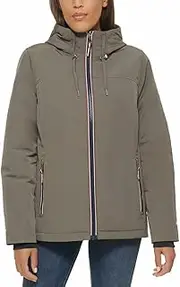 [Tommy Hilfiger] Women's Full Zip Heavyweight Softshell Hooded Fleece Lined Jacket