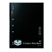 Spirax P596 Polypropylene 5 Subject Notebook A4 - Black