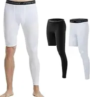 [CHUUMEE] 2 Pack Fashion Men's Basketball Single Leg Tight Sports Pants 1/2 One Leg Compression Pants Base Layer Underwear