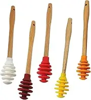 DONFAMDS 5Pcs Silicone Honey Stir Sticks Non Stick Syrup Dippers for Honey Jars Containers for Honey Syrup and Viscous Substances Easy to Clean Use
