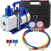 VEVOR Vacuum Pump Kit 4.8CFM 1/3HP Single Stage HVAC A/C Refrigeration Kit 5PA Ultimate Vacuum, Manifold Gauge Set Including Rotary Vane Vacuum Pump for Air Conditioning Systems