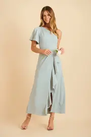 Women's Cocktail Avian Maxi Dress Off The Shoulder in Sage Green 8