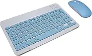 Rechargeable Bluetooth Keyboard and Mouse Combo, Ultra-Slim Portable Wireless Mouse Keyboard Set for Android Windows Tablet Cellphone iPad Pro Air Mini, iPad OS/iOS 13 and Above (10inch,Blue)