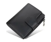 Womens Small Bifold Leather Wallets Ladies with Card slots id window Zipper Wallets