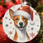 Merry Xmas Basenji Dog Santa Snowflake Winter Christmas Ornament Gift Tree Decor