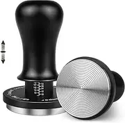 [HOLIHOKY] 58mm Tamper, 30lb Calibrated Constant Pressure Coffee Tamper for 58mm Portafilter, Self Leveling Spring Loaded Espresso Tamper with Stainless Steel Threaded Base, Black