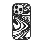 iPhone 16 Pro Impact Case Marble Transparent Trippy Wavy Swirl White Spiral Warp Twirl Retro 70s Psychedelic Acid Groovy Abstract Pattern