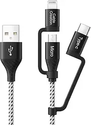 CableCreation Multi Charging Cable 4FT, 3 in 1 Lightning/USB-C/Micro USB Cable [MFi Certified], Braided USB Charge Data Sync Cord for iPhone, iPad, Samsung, Pixel, Android Cellphone&Tablet, More