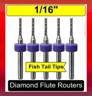 1/16" Router Bit Carbide .315" Depth Diamond Flute 5 PC. Fiberglass PCB CNC R132