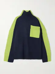 [JW Anderson] JW Anderson - Two-tone Knitted Turtleneck Sweater - Blue - small small Blue
