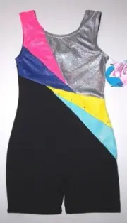 Moret Biketard Unitard Leotard Bodysuit Colorful Hologram Black Silver New Girl