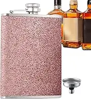Drinking Hip Flask - Stainless Steel Hip Flask with Funnel 8oz Alcohol Flask | Glitter Leak-Proof Liquor Flask Portable Drinking Pot for Women & Men