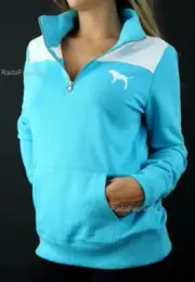 Victoria's Secret PINK Quarter Zip Mockneck Sweatshirt Logo Pullover NWT