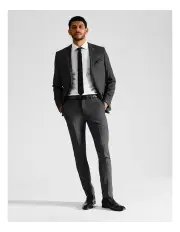 [Blaq] Slim Birdseye Suit Jacket in Charcoal