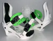MEN'S ALTITUDE RIDER SNOWBOARD BINDINGS 4X4 BURTON 3D, EST WHITE/LIME GREEN L/XL
