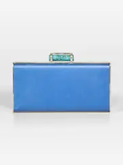Blue Metal Box Clutch Bag