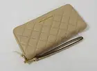Michael Kors Quilted Leather Continental Zip Around Wallet/Wristlet in Bisque